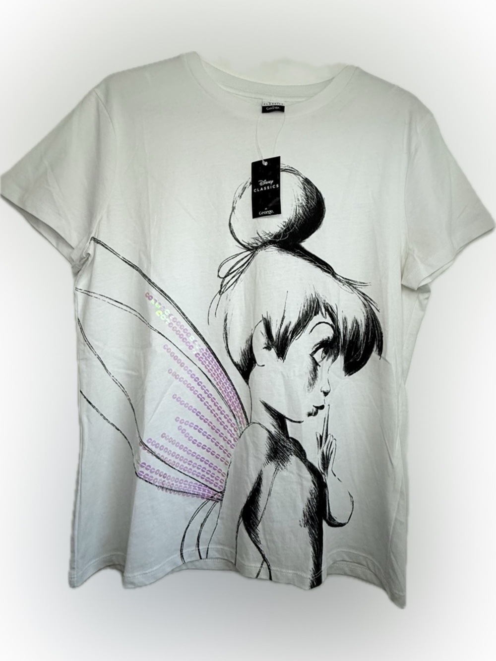 NEW Disney Classics at George Tinkerbell Sequin Women's T-Shirt Size Large